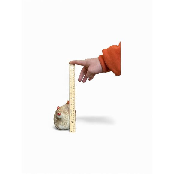 Ceramic White & Brown Chicken Figurine 10" x 6" x 5" Decorative Farmhouse Style - Picture 2 of 8